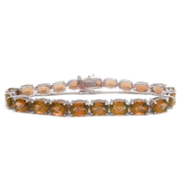 Zirconia Dark Orange Oval Tennis Bracelet (Silver)