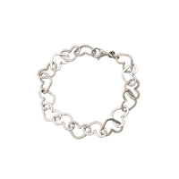 Outlined Hearts Link Bracelet (Silver)