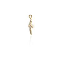 Outlined Wave Cross Pendant (14K)