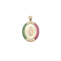 Oval Multi-Color CZ Virgin Mary Pendant (14K)