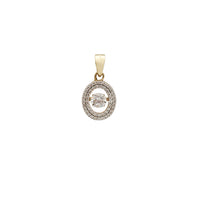 Oval Rotating Gem CZ Pendant (14K)