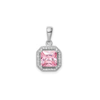 Cubic Zirconia Birth Stone Square Pendant (Silver)