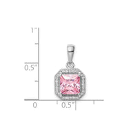 Cubic Zirconia Birth Stone Square Pendant (Silver)