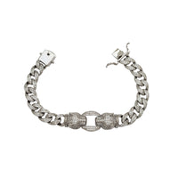 Iced-Out Panther Head Cuban Bracelet (Silver)