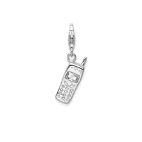 Cubic Zirconia Cell Phone Charm (Silver)