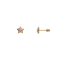 Zirconia Outlined Star Stud Earrings (14K)