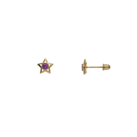 Zirconia Outlined Star Stud Earrings (14K)
