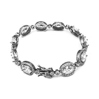 Zirconia Oval Halo Bracelet (Silver)