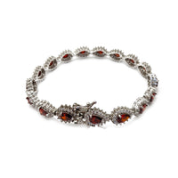 Zirconia Halo Teardrop Tennis Bracelet (Silver)