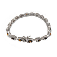 Zirconia Halo Marquise Tennis Bracelet (Silver)