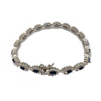 Zirconia Halo Marquise Tennis Bracelet (Silver)