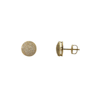 Diamond Pave Puffy Round Stud Earrings (14K)