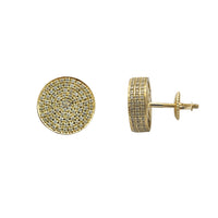 Diamond Iced-Out Pave Round Bezel Stud Earrings (14K)