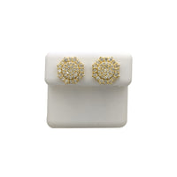 Diamond Iced-Out Cluster Octagonal Stud Earrings (14K)