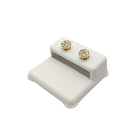 Diamond Honeycomb Round Stud Earrings (14K)