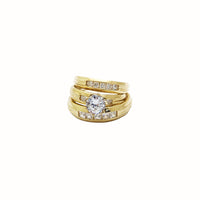 Square-Cut Zirconia Engagement Ring Set (14K)