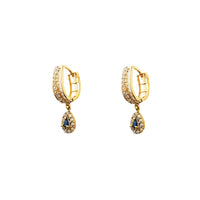 Pave Baguettes & Round Teardrop U-Shape Huggie Earrings (14K) Popular Jewelry New York