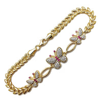 Pave Butterfly Fancy Leaf Bracelet (14K) Popular Jewelry New York