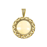 Cuban-Link Frame Circle Picture Medallion Pendant (14K)