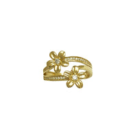 Pavé Sash Twin Flowers Ring (14K)