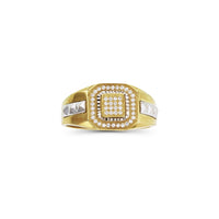Pave Milgrained Cushion Shaped Men's Ring (14K) Popular Jewelry New York
