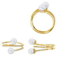 Pave Stone-Set Pearl Ring (Silver) Popular Jewelry New York