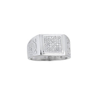 Pave Textured Square Men's Ring (Silver) Popular Jewelry New York