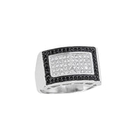 Pave White & Black Rectangle Men's Ring (Silver) Popular Jewelry New York
