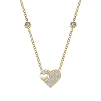Pave Double Heart Necklace (14K) Popular Jewelry New York