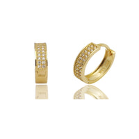 Pave CZ Huggie Earrings (14K).