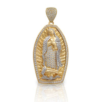 Pavé Stoneset Virgin Mary Large Pendant (14K) Popular Jewelry New York