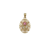 Zirconia Filigree-Diamond Cuts Flower Pendant (14K)