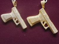 Iced-Out "Semi-Auto" Pistol Pendant Silver - Lucky Diamond 恆福珠寶金行 New York City 169 Canal Street 10013 Jewelry store Playboi Charlie Chinatown @luckydiamondny 2124311180