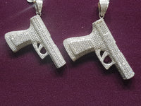 Iced-Out "Semi-Auto" Pistol Pendant Silver - Lucky Diamond 恆福珠寶金行 New York City 169 Canal Street 10013 Jewelry store Playboi Charlie Chinatown @luckydiamondny 2124311180