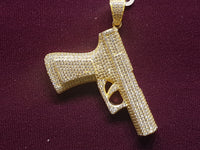 Iced-Out "Semi-Auto" Pistol Pendant Silver - Lucky Diamond 恆福珠寶金行 New York City 169 Canal Street 10013 Jewelry store Playboi Charlie Chinatown @luckydiamondny 2124311180