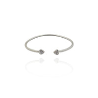 Double Pointing Heart CZ Bangle (Silver) New York Popular Jewelry