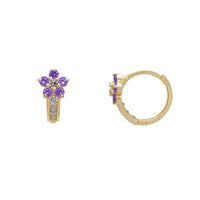 Zirconia Flower Huggie Earrings (14K)