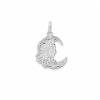 Textured Moon Face Pendant (Silver)