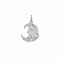 Textured Moon Face Pendant (Silver)