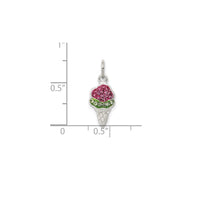 Enameled Ice Cream Cone Charm Pendant (Silver)
