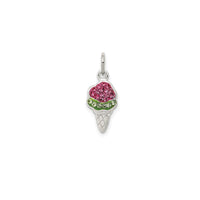 Enameled Ice Cream Cone Charm Pendant (Silver)