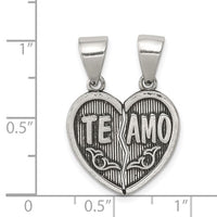 Break Apart "Te Amo" Heart Pendant (Silver)