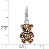Enamel Teddy Bear Charm (Silver)