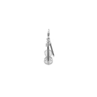 3-D Antique-Finish Violin Charm Pendant (Silver)