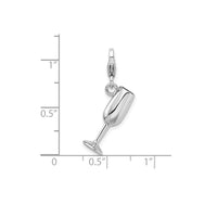 3-D Enameled Wine Glass Charm Pendant (Silver)