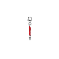 Enameled Red Paint Brush Charm Pendant (Silver)