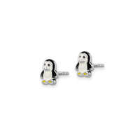 Enamel Penguin Stud Earrings (Silver)