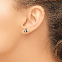 Enamel Penguin Stud Earrings (Silver)