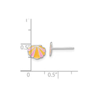 Enamel Seashell Stud Earrings (Silver)