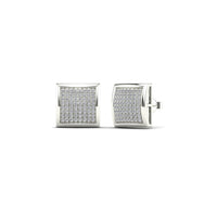 White Gold Diamond Square Dome Stud Earrings (14K)